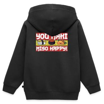 Sushi - Sweat Premium à capuche zippé enfant bio - noir - Dos - AI Model Kid Male (0cm)
