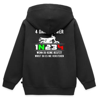 Simson S51 Gänge Schalten, 2 Takt Power DDR Moped - Kinder Premium Organic Zip Hoodie - Schwarz - Hinten - AI Model Kid Male (0cm)