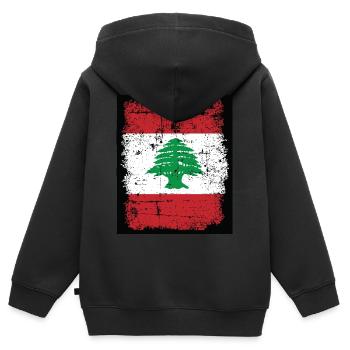 Flagge Libanon Lebanon Flag Leban Zeder Beirut - Kinder Premium Organic Zip Hoodie - Schwarz - Hinten - AI Model Kid Male (0cm)
