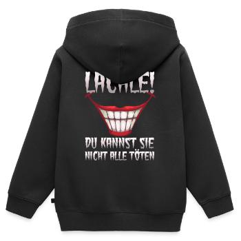 Lächle! Du kannst sie nicht alle töten - Kinder Premium Organic Zip Hoodie - Schwarz - Hinten - AI Model Kid Male (0cm)