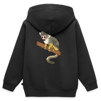 Singe écureuil primate singe écureuil - Sweat Premium à capuche zippé enfant bio - noir - Dos - AI Model Kid Male (0cm)