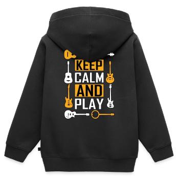Guitariste guitariste guitariste - Sweat Premium à capuche zippé enfant bio - noir - Dos - AI Model Kid Male (0cm)