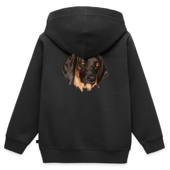 Bayerischer Gebirgsschweißhund - Kinder Premium Organic Zip Hoodie - Schwarz - Hinten - AI Model Kid Male (0cm)