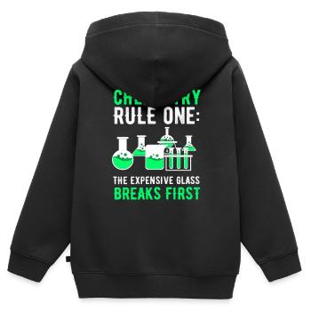 Chemie - Kinder Premium Organic Zip Hoodie - Schwarz - Hinten - AI Model Kid Male (0cm)