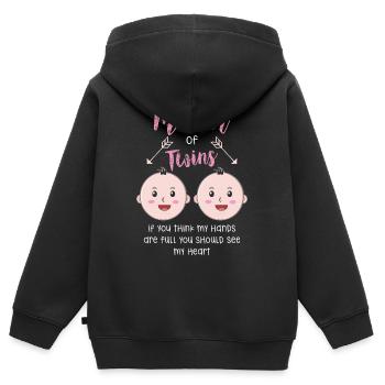 Zwillinge - Kinder Premium Organic Zip Hoodie - Schwarz - Hinten - AI Model Kid Male (0cm)