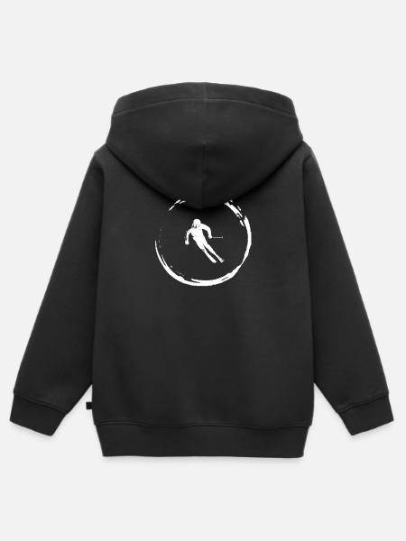 Ski skis skiing skiers skiing skis - Kids Premium Organic Zip-up Hoodie - black