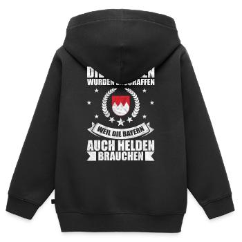 Franken Held Helden Geschenk - Kinder Premium Organic Zip Hoodie - Schwarz - Hinten - AI Model Kid Male (0cm)