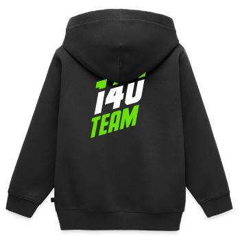 140 ÉQUIPE cent quarante - Sweat Premium à capuche zippé enfant bio - noir - Dos - AI Model Kid Male (0cm)
