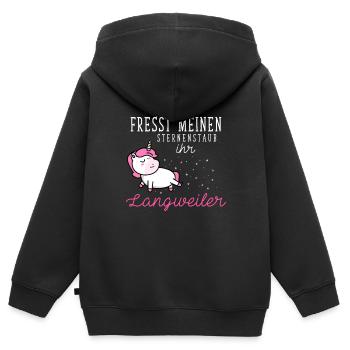Fresst meinen Sternenstaub ihr Langweiler Einhorn - Kinder Premium Organic Zip Hoodie - Schwarz - Hinten - AI Model Kid Male (0cm)