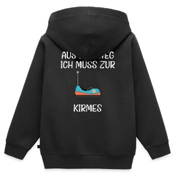 Aus dem Weg ich muss zur Kirmes - Kinder Premium Organic Zip Hoodie - Schwarz - Hinten - AI Model Kid Male (0cm)