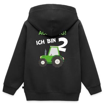 Kinder 2 Geburtstag Traktor Bauernhof 2 Jahre - Kinder Premium Organic Zip Hoodie - Schwarz - Hinten - AI Model Kid Male (0cm)