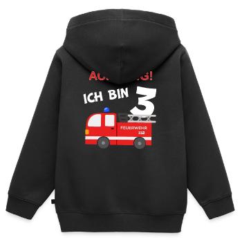 Kinder 3 Geburtstag Feuerwehr 3 Jahre Junge - Kinder Premium Organic Zip Hoodie - Schwarz - Hinten - AI Model Kid Male (0cm)