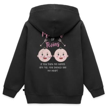 Zwillinge Baby Twins Geschenk - Kinder Premium Organic Zip Hoodie - Schwarz - Hinten - AI Model Kid Male (0cm)