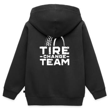 Changement de pneu de roue changement de pneu changement de roue voiture - Sweat Premium à capuche zippé enfant bio - noir - Dos - AI Model Kid Male (0cm)