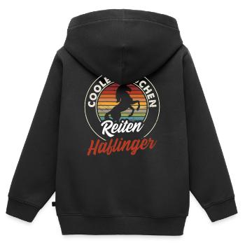 Haflinger Pferd Pferdegeburtstag Reiterinnen - Kinder Premium Organic Zip Hoodie - Schwarz - Hinten - AI Model Kid Male (0cm)