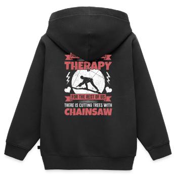 bûcheron - Sweat Premium à capuche zippé enfant bio - noir - Dos - AI Model Kid Male (0cm)