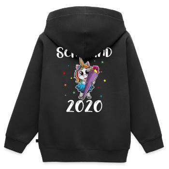 Einhorn mit Schultüte, Einschulung, Schulanfang - Kinder Premium Organic Zip Hoodie - Schwarz - Hinten - AI Model Kid Male (0cm)