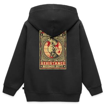 Justice injustice loi résistance tribunal - Sweat Premium à capuche zippé enfant bio - noir - Dos - AI Model Kid Male (0cm)