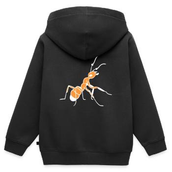 Ameise - Kinder Premium Organic Zip Hoodie - Schwarz - Hinten - AI Model Kid Male (0cm)