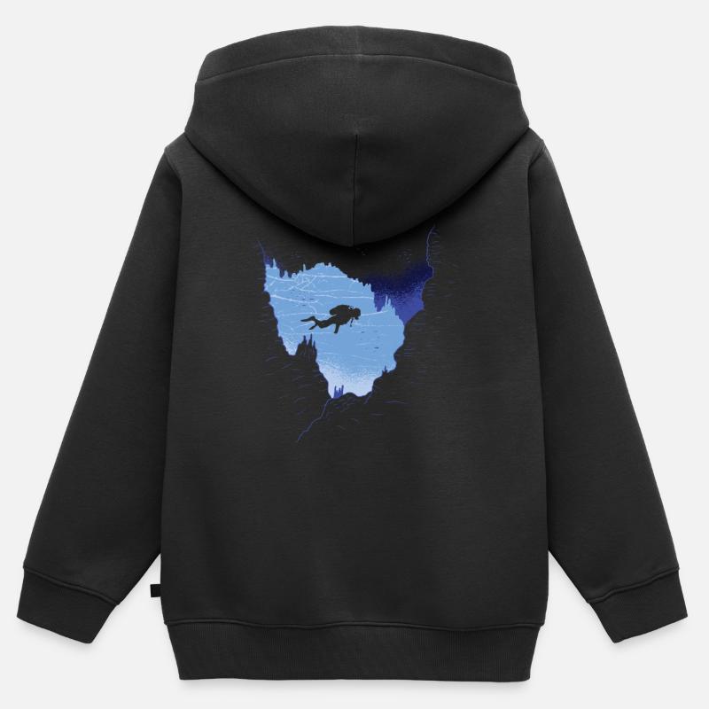 Plongeur plongeur Plongée Cadeau - Sweat Premium à capuche zippé enfant bio - noir