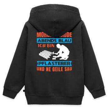 Pflasterer Steinleger Pflästerer Bau Pflastern - Kinder Premium Organic Zip Hoodie - Schwarz - Hinten - AI Model Kid Male (0cm)