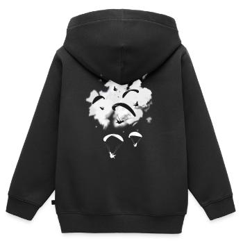 Gleitschirm - Kinder Premium Organic Zip Hoodie - Schwarz - Hinten - AI Model Kid Male (0cm)