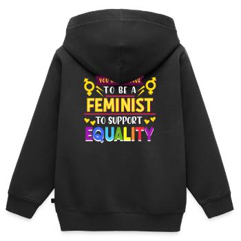 Feminist - Kinder Premium Organic Zip Hoodie - Schwarz - Hinten - AI Model Kid Male (0cm)
