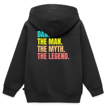 Mens Dan- The Man The Myth The Legend Personalized - Sweat Premium à capuche zippé enfant bio - noir - Dos - AI Model Kid Male (0cm)