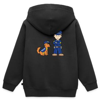 Junge als Polizist mit Polizeihund für Kinder - Kinder Premium Organic Zip Hoodie - Schwarz - Hinten - AI Model Kid Male (0cm)