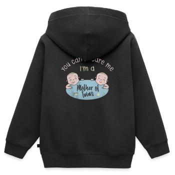 Zwillinge - Kinder Premium Organic Zip Hoodie - Schwarz - Hinten - AI Model Kid Male (0cm)