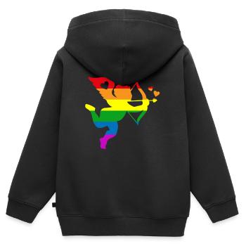 Amor Regenbogen Valentinstag Herzen Tag Liebe Geschenk - Kinder Premium Organic Zip Hoodie - Schwarz - Hinten - AI Model Kid Male (0cm)