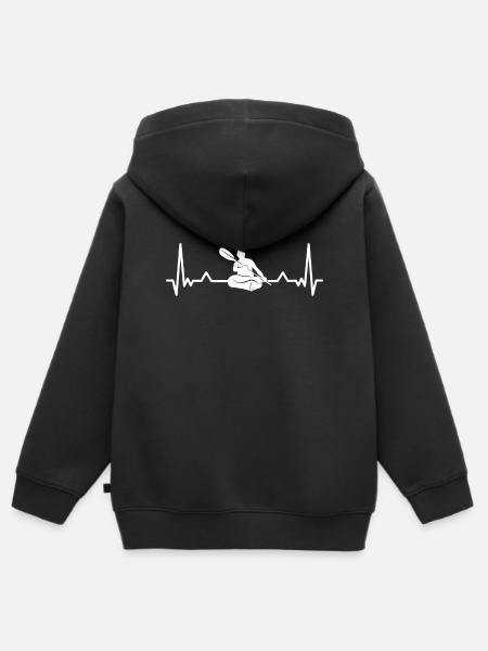 Kayaking Heartbeat Kayak | Kayaker Gift - Kids Premium Organic Zip-up Hoodie - black