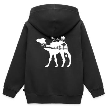 Kamel - Kinder Premium Organic Zip Hoodie - Schwarz - Hinten - AI Model Kid Male (0cm)