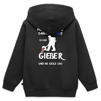 Gießer Giesser Schmelzer Gießereimechaniker - Kinder Premium Organic Zip Hoodie - Schwarz - Hinten - AI Model Kid Male (0cm)