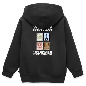 Philatéliste de collectionneur de timbres - Sweat Premium à capuche zippé enfant bio - noir - Dos - AI Model Kid Male (0cm)