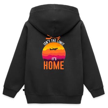 Flugzeug Pilot Hubschrauber Flugverkehr Geschenk - Kinder Premium Organic Zip Hoodie - Schwarz - Hinten - AI Model Kid Male (0cm)