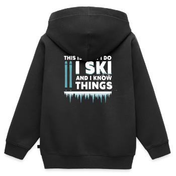 Faire du ski - Sweat Premium à capuche zippé enfant bio - noir - Dos - AI Model Kid Male (0cm)