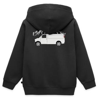 Conception de cadeaux camping-car Camping Van Camper - Sweat Premium à capuche zippé enfant bio - noir - Dos - AI Model Kid Male (0cm)