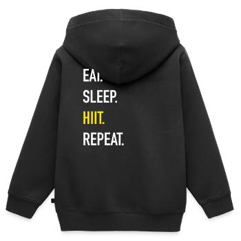 HIIT High-Intensive-Interval-Training Workout - Kinder Premium Organic Zip Hoodie - Schwarz - Hinten - AI Model Kid Male (0cm)