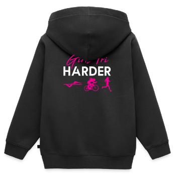 Grils Tri Triathlon - Sweat Premium à capuche zippé enfant bio - noir - Dos - AI Model Kid Male (0cm)