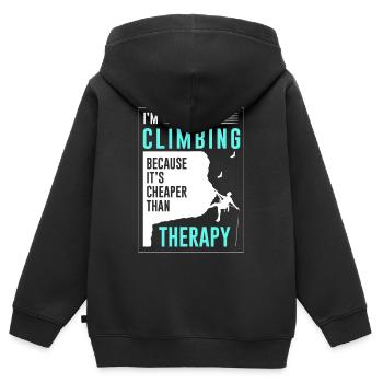 Montée - Sweat Premium à capuche zippé enfant bio - noir - Dos - AI Model Kid Male (0cm)