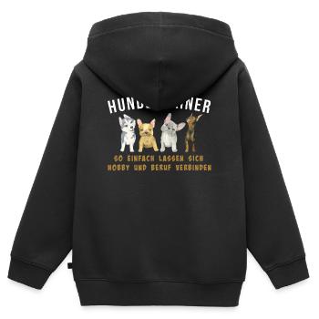 Hundetrainer auf Hundeplatz bei Hundeerziehung - Kinder Premium Organic Zip Hoodie - Schwarz - Hinten - AI Model Kid Male (0cm)