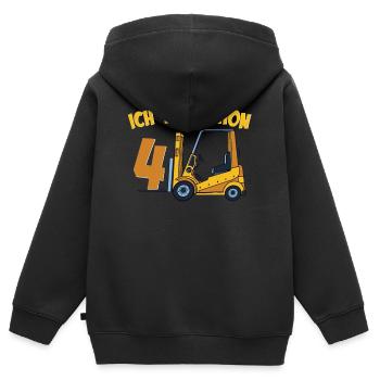 Gabelstapler Stapler zum 4. Geburtstag 4 Jahre - Kinder Premium Organic Zip Hoodie - Schwarz - Hinten - AI Model Kid Male (0cm)