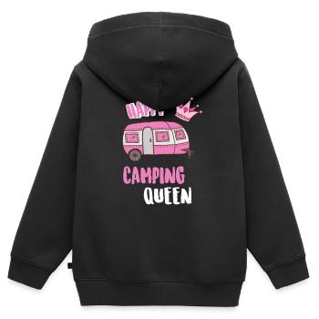 Happy Camping Queen - Sweat Premium à capuche zippé enfant bio - noir - Dos - AI Model Kid Male (0cm)