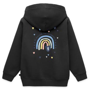 Erster Geburtstag - Erstes Lebensjahr Regenbogen - Kinder Premium Organic Zip Hoodie - Schwarz - Hinten - AI Model Kid Male (0cm)