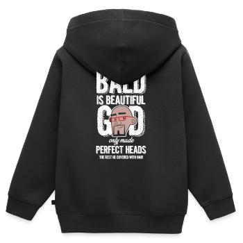 Glatze ist schön - Kinder Premium Organic Zip Hoodie - Schwarz - Hinten - AI Model Kid Male (0cm)