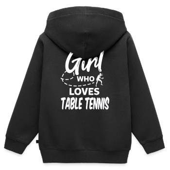 Mädchen liebt Tischtennis Spieler Geschenk - Kinder Premium Organic Zip Hoodie - Schwarz - Hinten - AI Model Kid Male (0cm)
