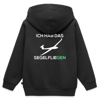 segelflieGEN spruch lustig tshirt geschenk witzig - Kinder Premium Organic Zip Hoodie - Schwarz - Hinten - AI Model Kid Male (0cm)