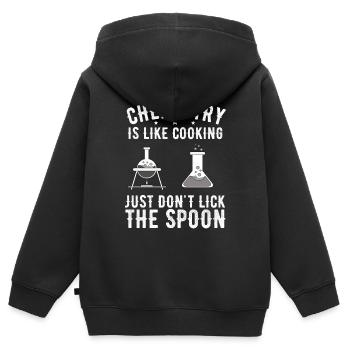 Chemie - Kinder Premium Organic Zip Hoodie - Schwarz - Hinten - AI Model Kid Male (0cm)