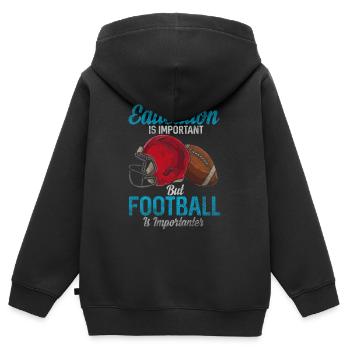 American football - Kinder Premium Organic Zip Hoodie - Schwarz - Hinten - AI Model Kid Male (0cm)